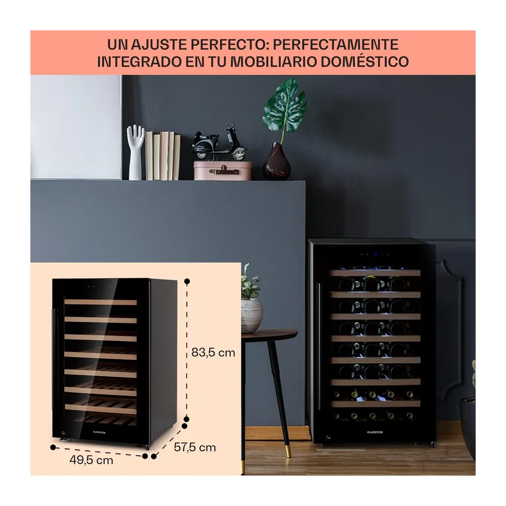 KLARSTEIN Vinoteca, 52 Botellas, Nevera Vinos de Una Zona, Nevera Expositora Vino y Cerveza, Vinoteca Pequeña — 6