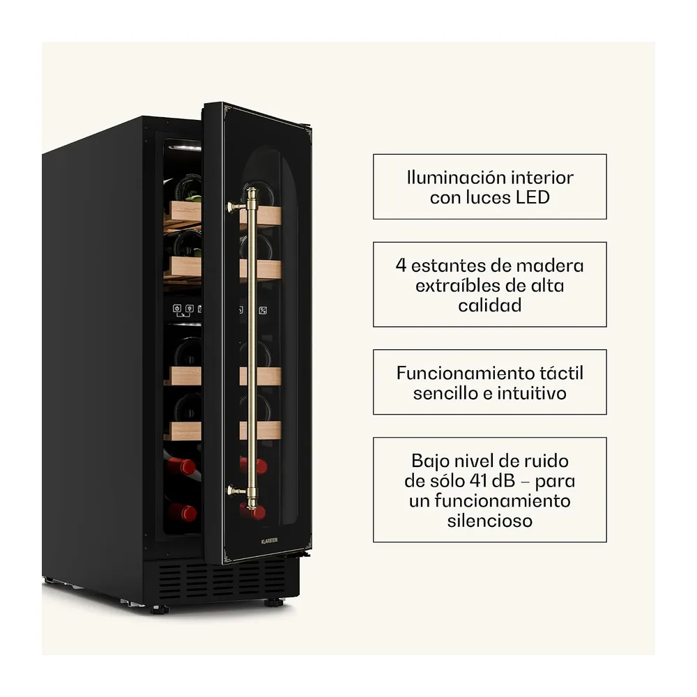 KLARSTEIN Vinoteca, 17 Botellas, Nevera Vinos de Dos Zonas Refrigeración, Nevera Expositora Vino, Prosecco, — 6