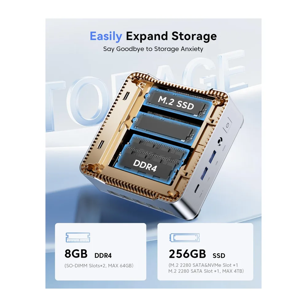 NiPoGi P2 Mini PC,АMD Ryzen R2544,Win-11 Pro,(Supera 3500U,hasta 3,7GHz) — 4