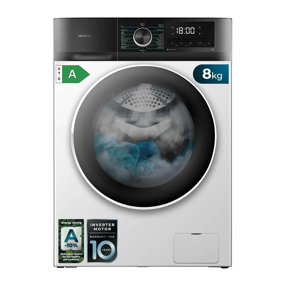 Cecotec Lavadora 8Kg Carga Frontal Bolero Dresscode 8500 Inverter A [Clase de eficiencia energética A]