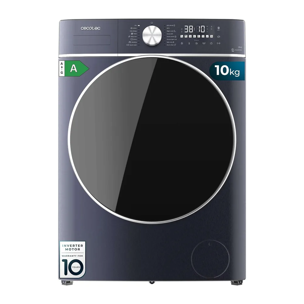 Cecotec Lavadora Secadora - 10Kg + 6Kg Carga Frontal Bolero Wash&Dry 10680 Inverter Titanium A. 1400RPM, 16