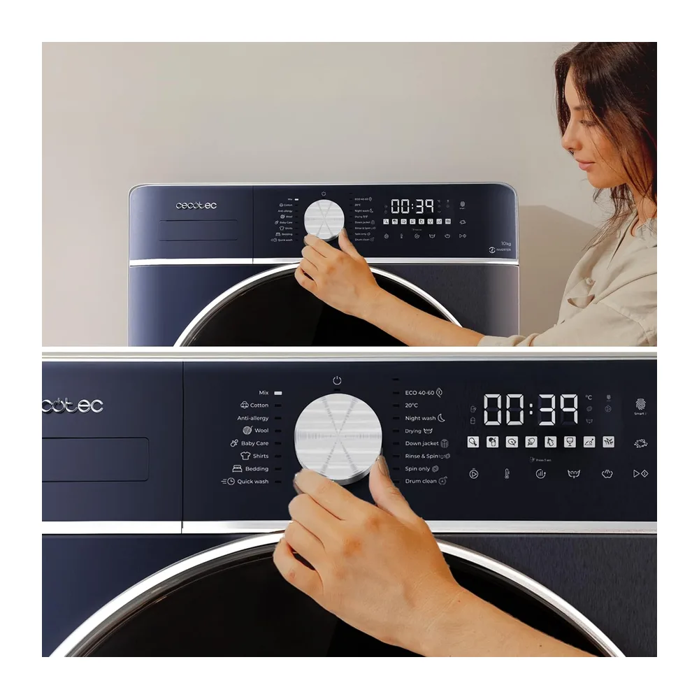 Cecotec Lavadora Secadora - 10Kg + 6Kg Carga Frontal Bolero Wash&Dry 10680 Inverter Titanium A. 1400RPM, 16 — 5