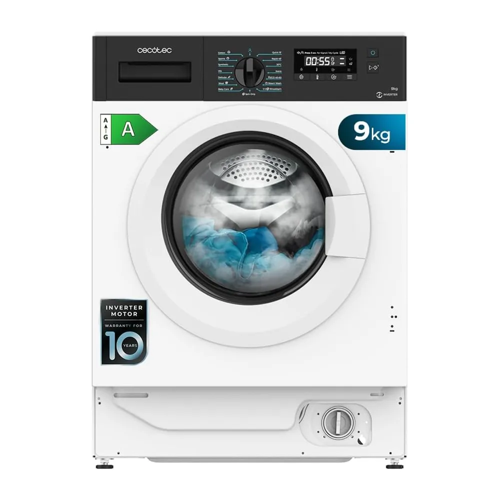 Cecotec Lavadora 9Kg Integrable Bolero DressCode 940 BI Inverter A. 1400RPM Máximas Regulables