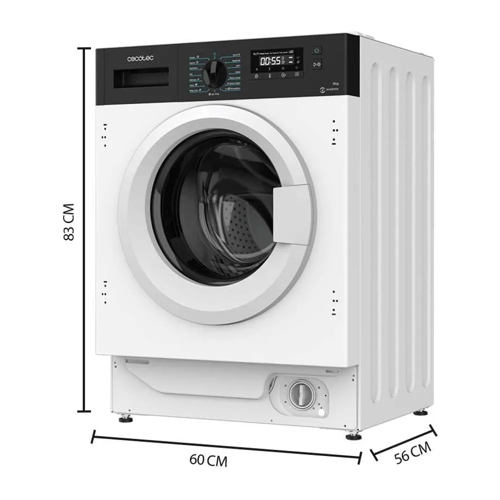 Cecotec Lavadora 9Kg Integrable Bolero DressCode 940 BI Inverter A. 1400RPM Máximas Regulables — 2