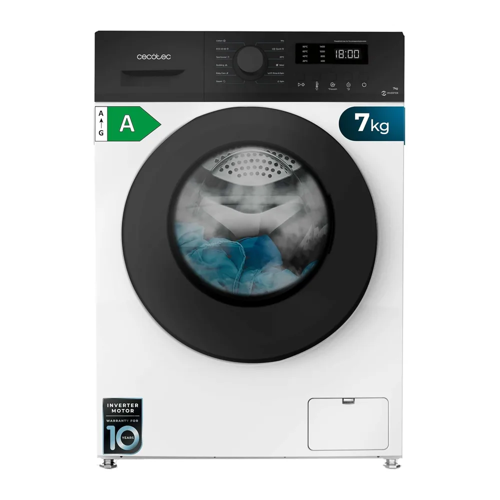 Cecotec Lavadora 7 Kg Carga Frontal Bolero Dresscode 7150 Inverter A. 1400 RPM