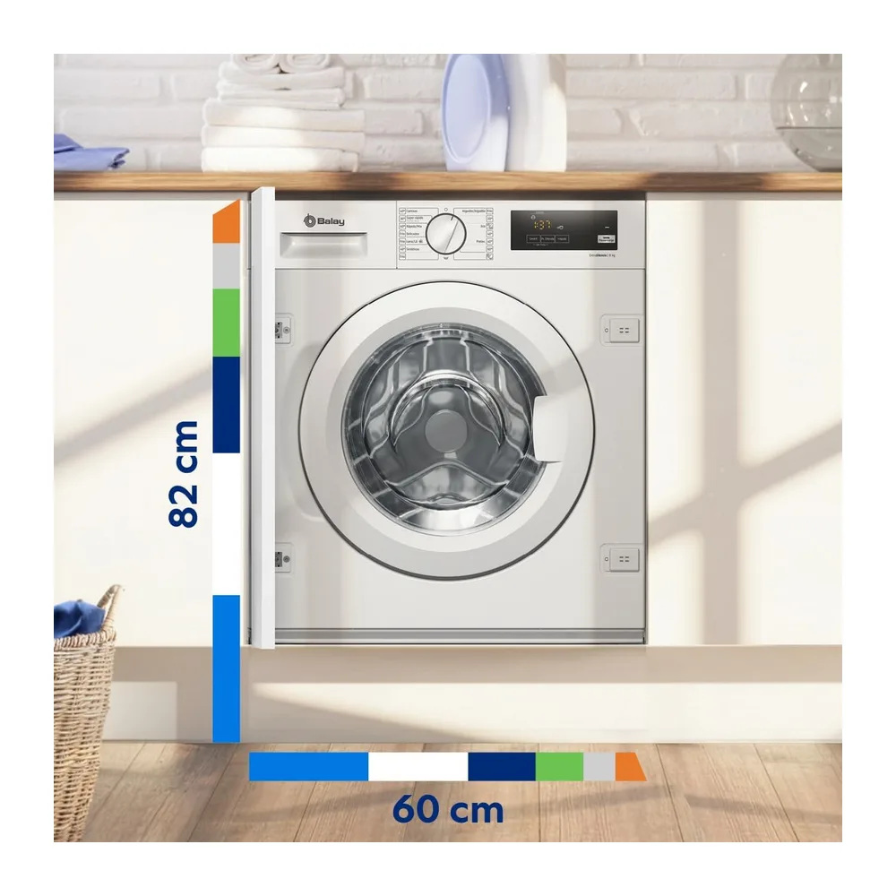 Balay - Lavadora Integrable, 60 cm, Motor ExtraSilencio, AquaControl Plus, Blanco, 3TI987B [Clase de — 2