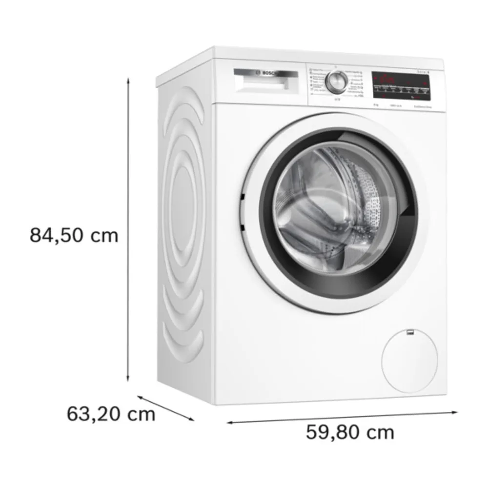 Bosch Lavadora, Libre Instalación, 8 kg, Serie 6, EcoSilence, Blanco, WUU28T63ES [Clase de eficiencia — 2
