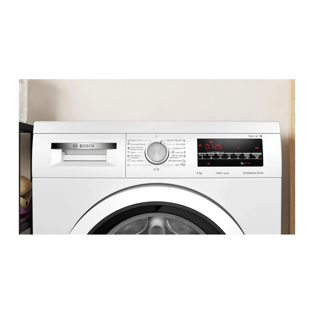 Bosch Lavadora, Libre Instalación, 8 kg, Serie 6, EcoSilence, Blanco, WUU28T63ES [Clase de eficiencia — 5