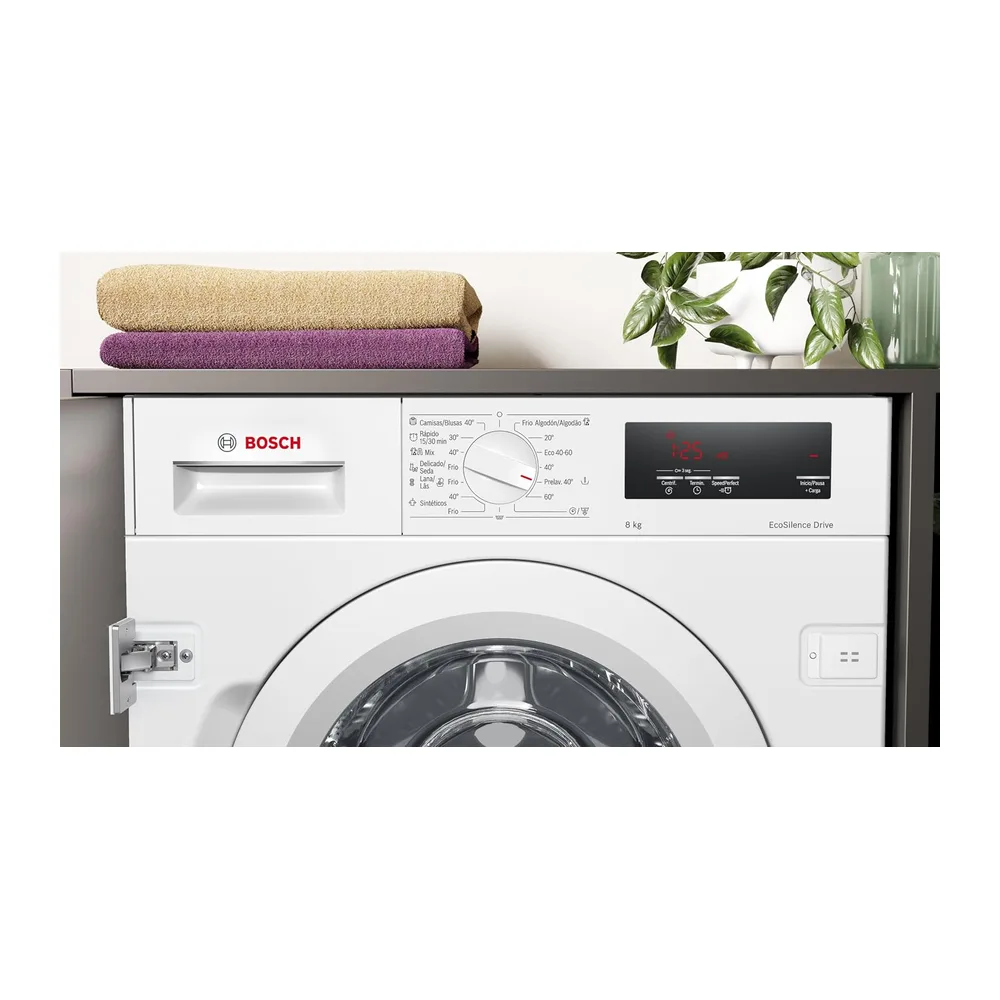 Bosch Lavadora Integrable, 60 cm, 8 kg, Serie 6, EcoSilence, Blanco, WIW24307ES [Clase de eficiencia — 3