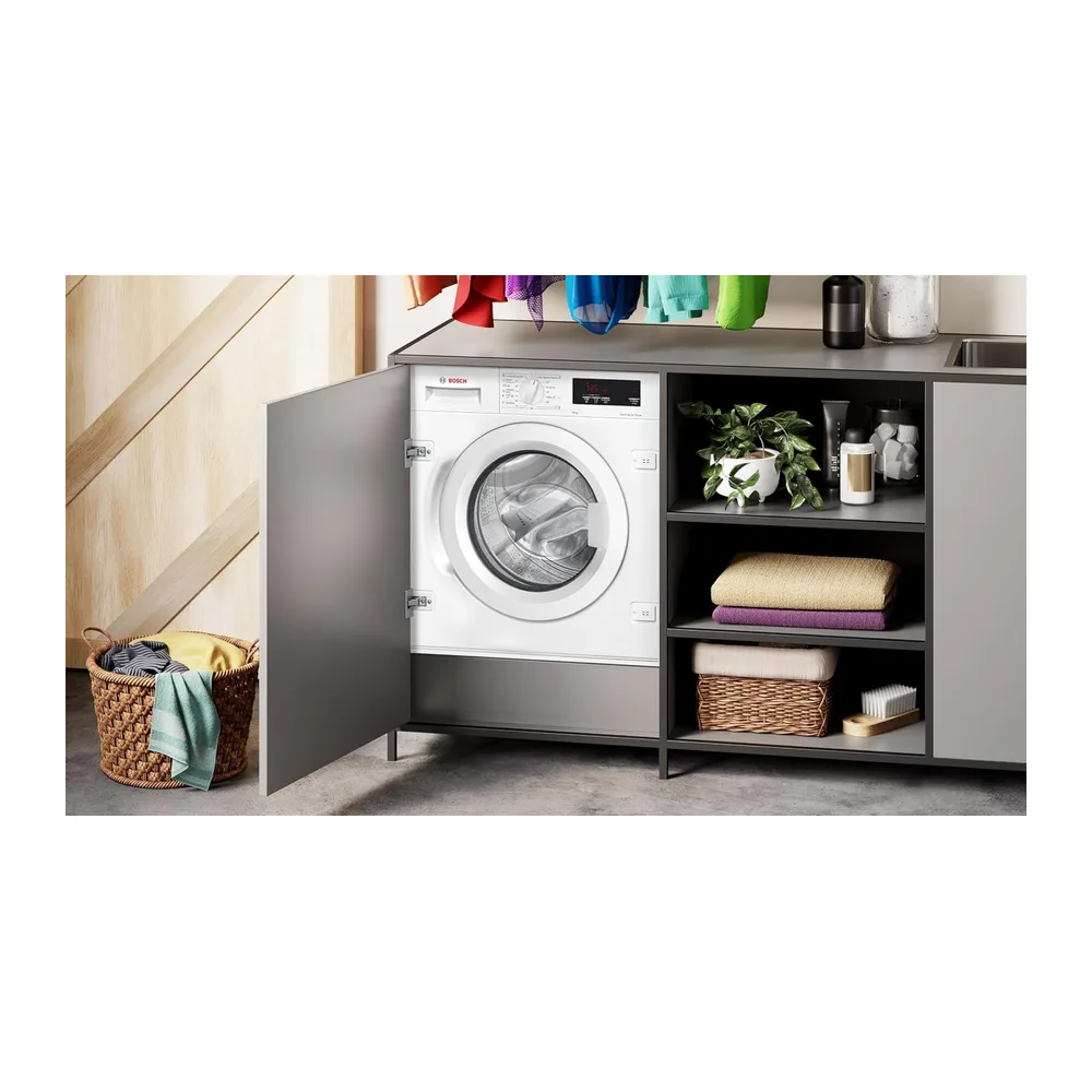 Bosch Lavadora Integrable, 60 cm, 8 kg, Serie 6, EcoSilence, Blanco, WIW24307ES [Clase de eficiencia — 6