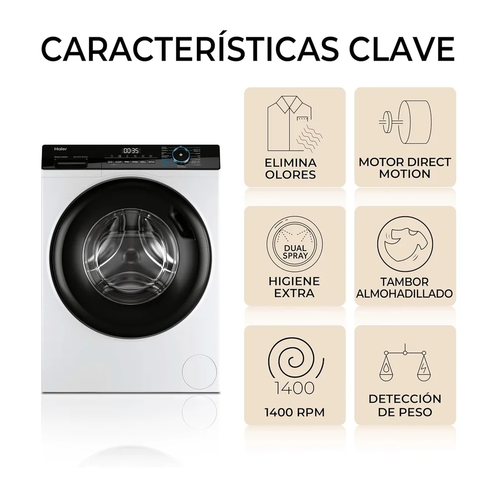 Haier I-Pro Series 3 HW80-B14939-IB- Lavadora Carga Frontal 8KG — 4