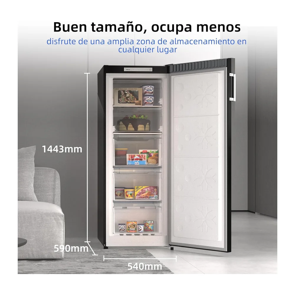 CHiQ Congelador Vertical 166L con No Frost & 4 Estrellas Negro [Clase de eficiencia energética E] — 2