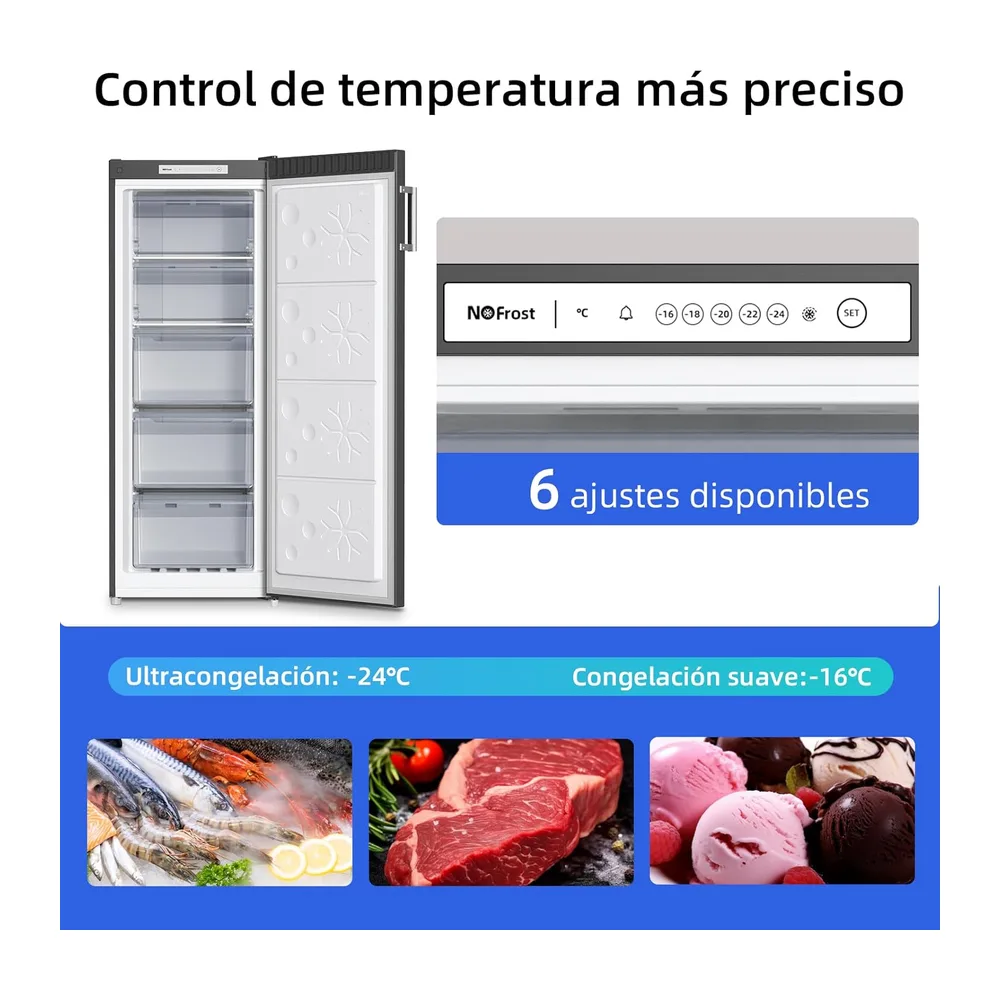 CHiQ Congelador Vertical 166L con No Frost & 4 Estrellas Negro [Clase de eficiencia energética E] — 4
