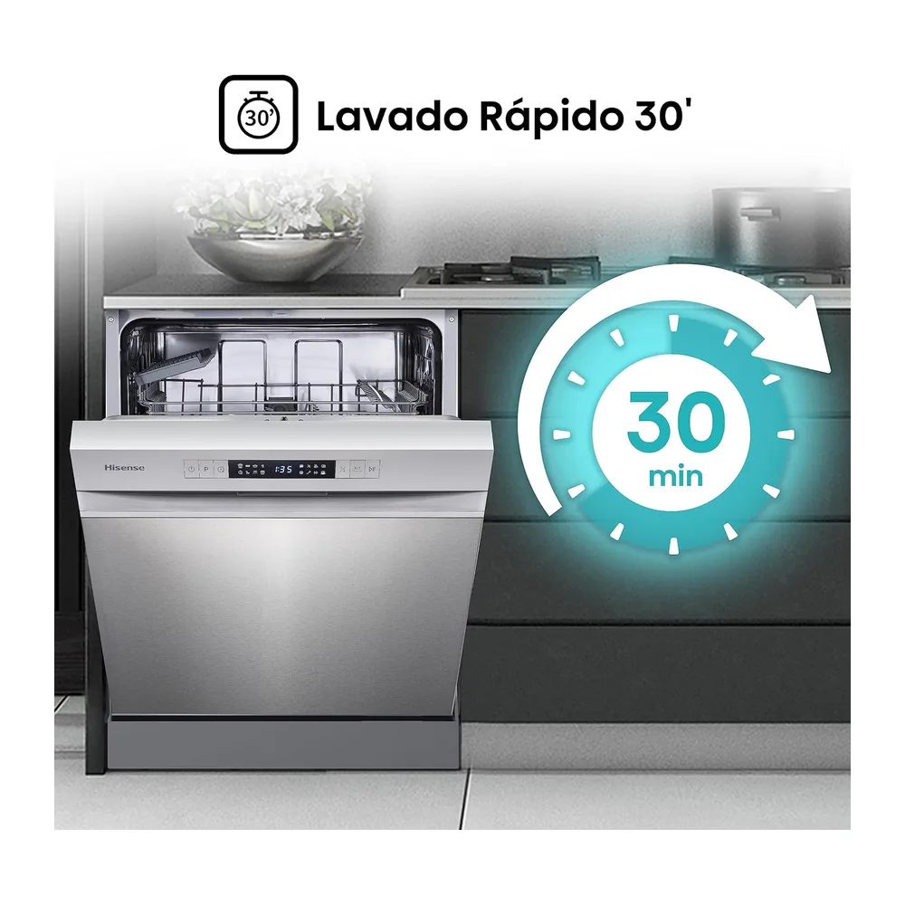 Hisense HS622E10X - Lavavajillas, Capacidad para 13 servicios, 60 cm, Programa ECO, Silencioso, 2, Filtro — 4