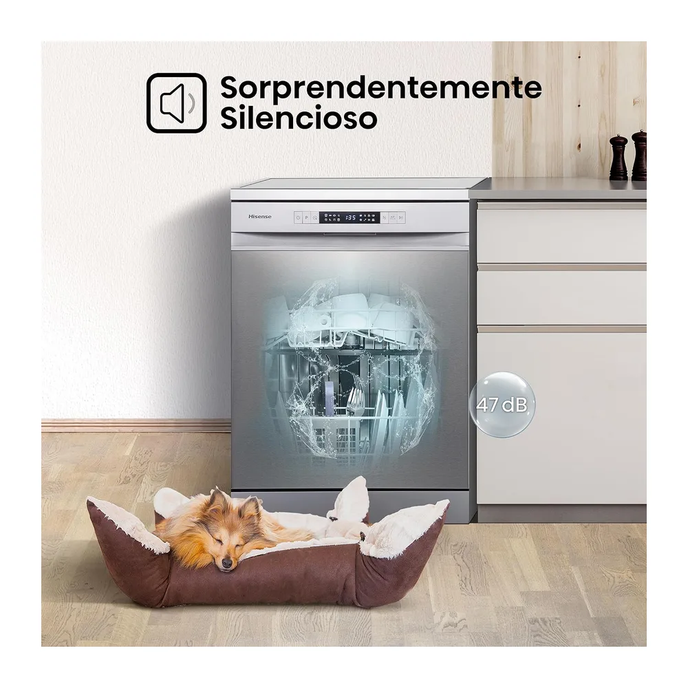Hisense HS622E10X - Lavavajillas, Capacidad para 13 servicios, 60 cm, Programa ECO, Silencioso, 2, Filtro — 5