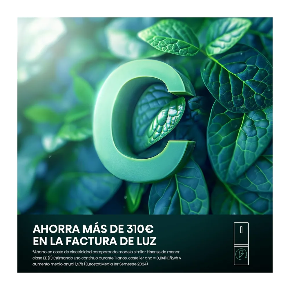 Hisense RB390N4BCC - Frigorífico Combi,No Frost, Inverter, Eficiente Clase C, Capacidad 304 L, 186 cm Al, — 5