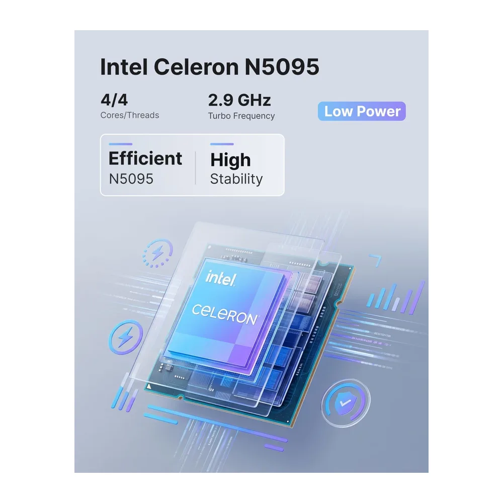NiPoGi AK1PLUS Mini PC, Ιntel Celeron N5095,Win-11 Pro,16GB RAM, 256GB SSD — 3