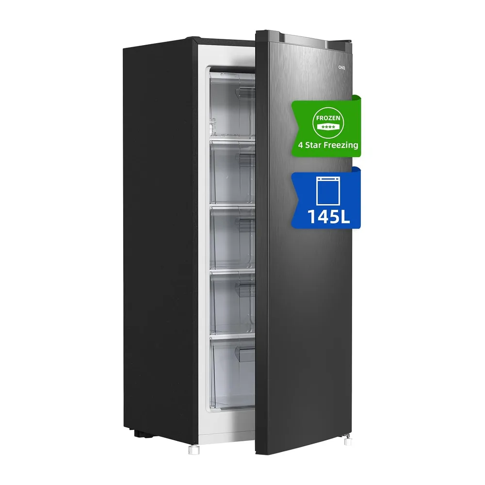 CHiQ Congelador Vertical 145L con 4 Estrellas & Puerta Reversible Negro [Clase de eficiencia energética E]