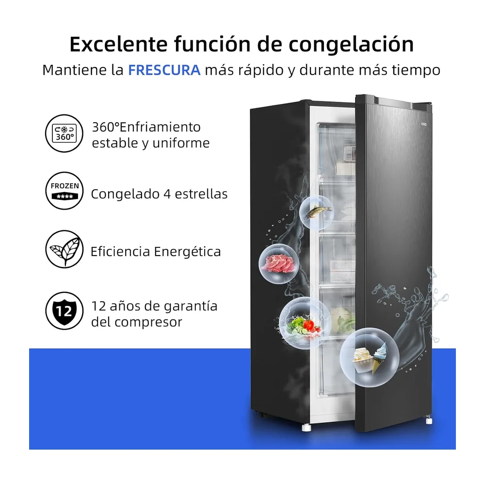 CHiQ Congelador Vertical 145L con 4 Estrellas & Puerta Reversible Negro [Clase de eficiencia energética E] — 3