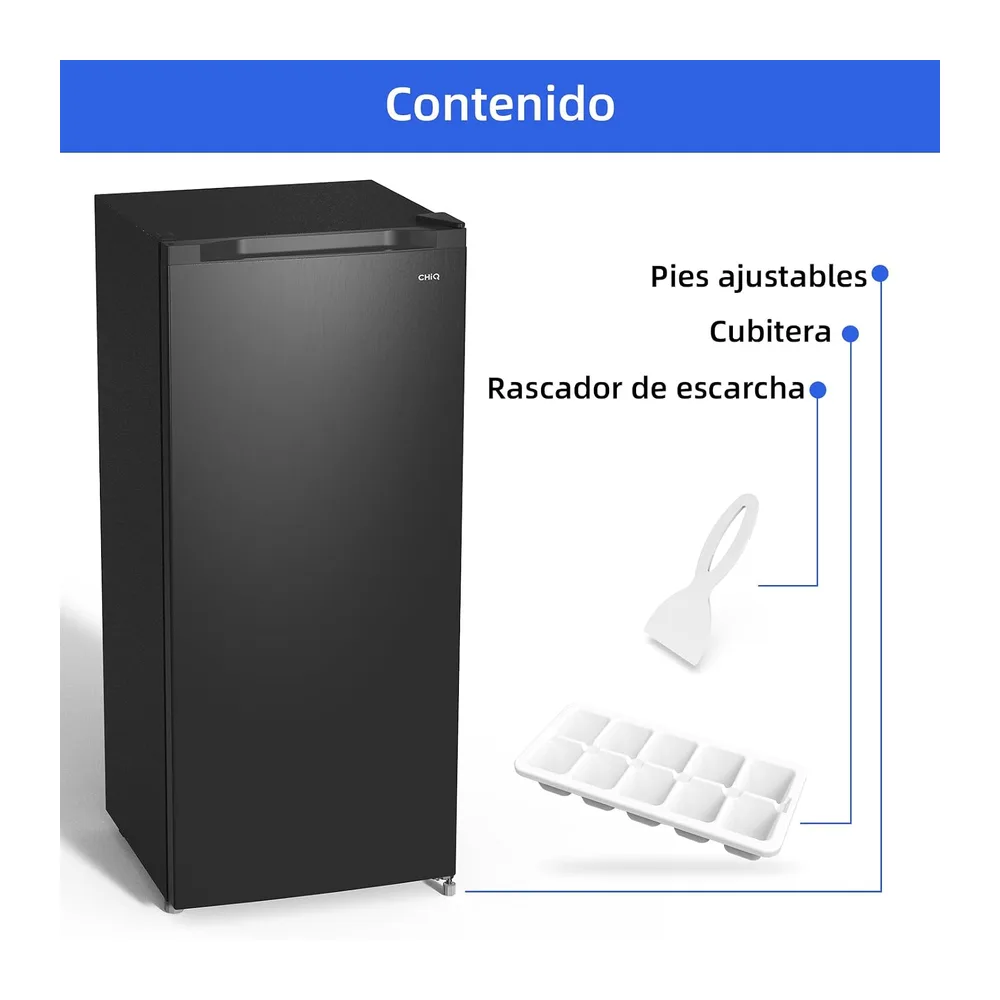 CHiQ Congelador Vertical 145L con 4 Estrellas & Puerta Reversible Negro [Clase de eficiencia energética E] — 6