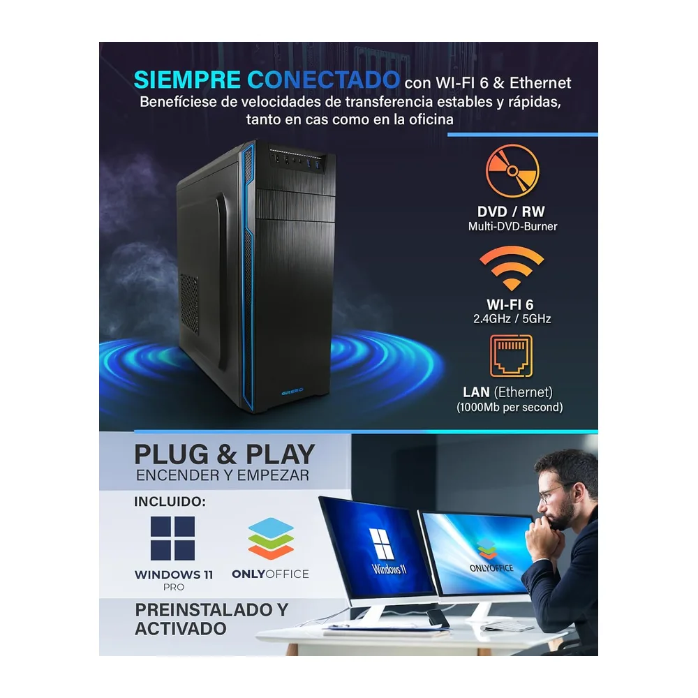 Greed® PC Ultra V2 - Intel Core i7 12700F - Ordenador de sobremesa + Home Office a 4,9 GHz - 16 GB — 5