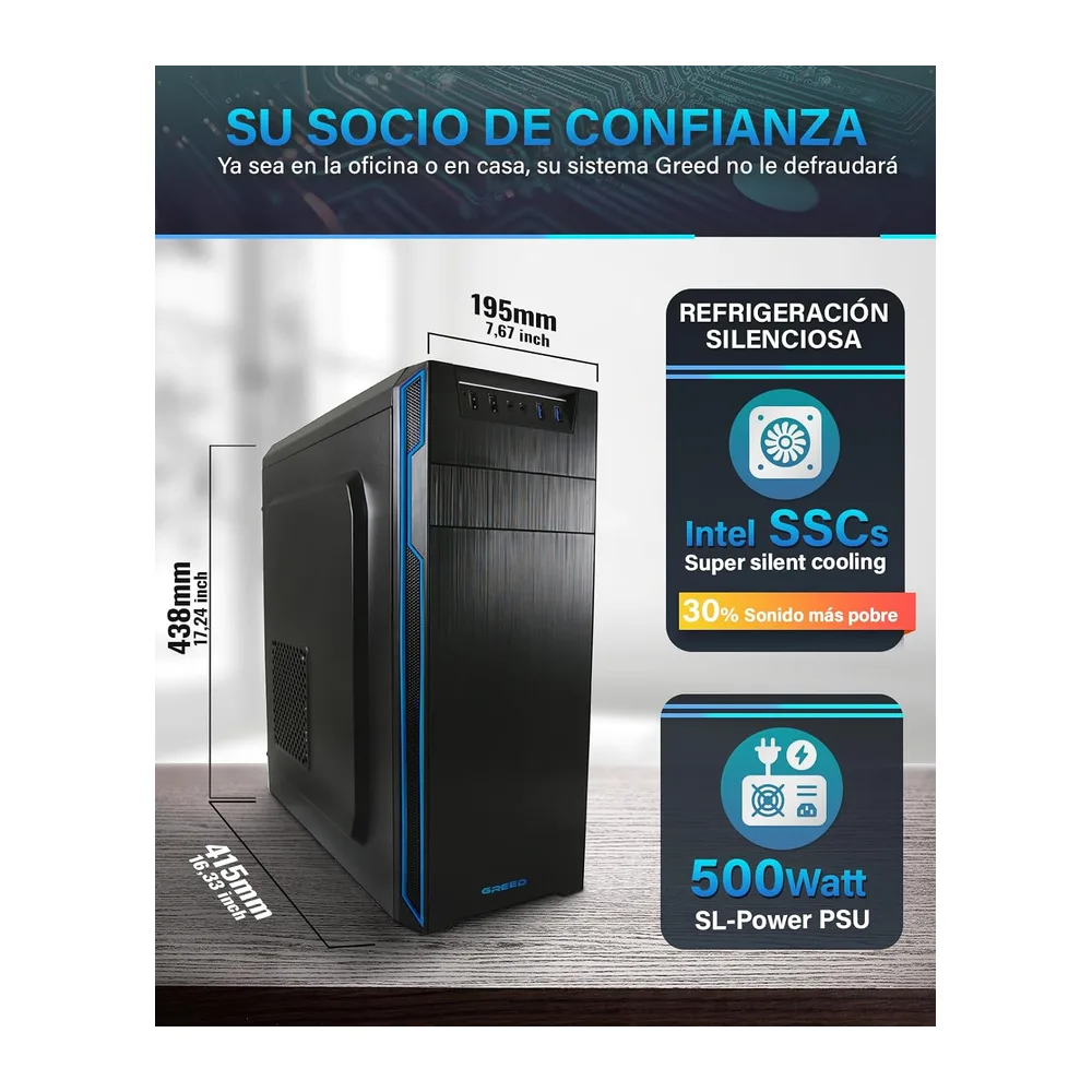 Greed® PC Ultra V2 - Intel Core i7 12700F - Ordenador de sobremesa + Home Office a 4,9 GHz - 16 GB — 6