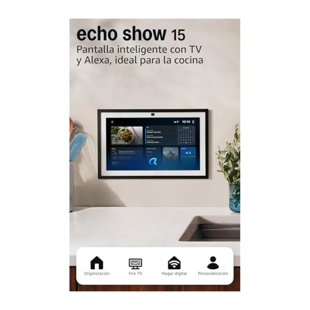 Amazon Echo Show 15 (última generación) | Pantalla inteligente Full HD de 15,6", Fire TV integrado y mando
