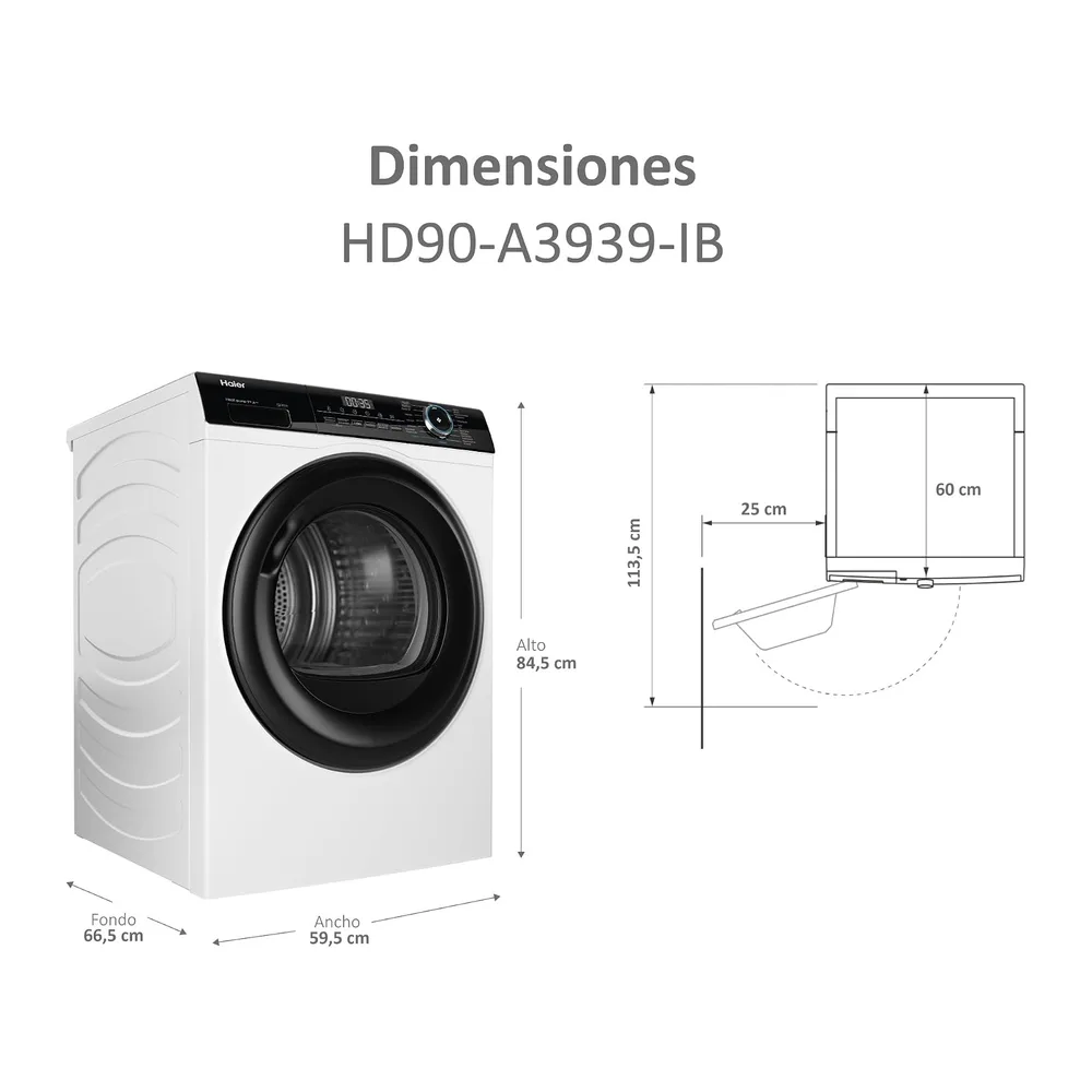 Haier I-Pro Series 3 HD90-A3939-IB- Secadora con Bomba de Calor de 9KG — 2