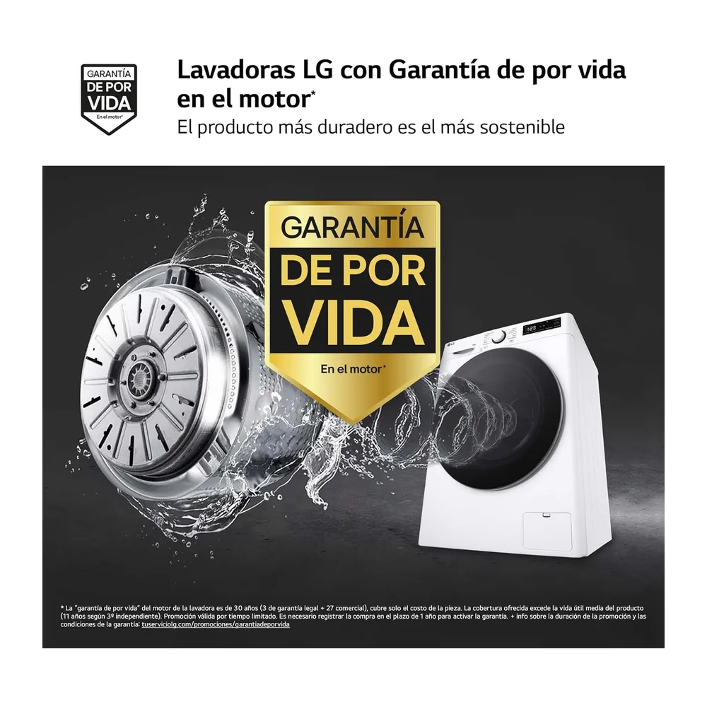 LG F4WR6010A1W - Lavadora Inteligente, 10kg, AI Direct Drive, 1400rpm, Carga Frontal, Clasificación A, — 6