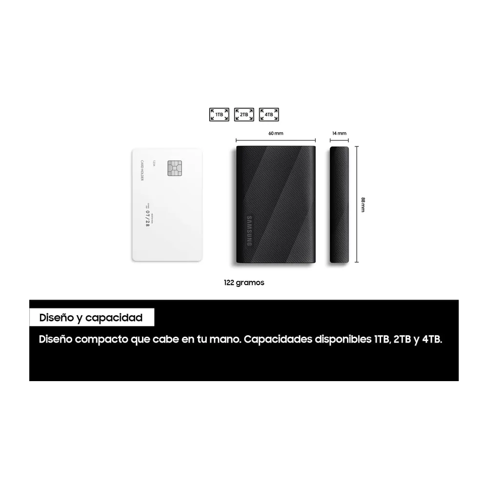 Samsung Portable SSD T9, 1 TB, Disco Duro Externo, Lectura y escritura 2.000 MB/s, USB 3.2 Gen.2x2, Para — 5
