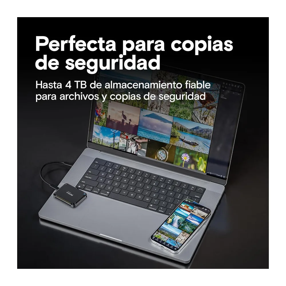 Crucial X9 SSD 4TB Portátil, hasta 1050MB/s, Compatible con PC, Mac, PlayStation y Xbox, Disco Duro Sólido — 5