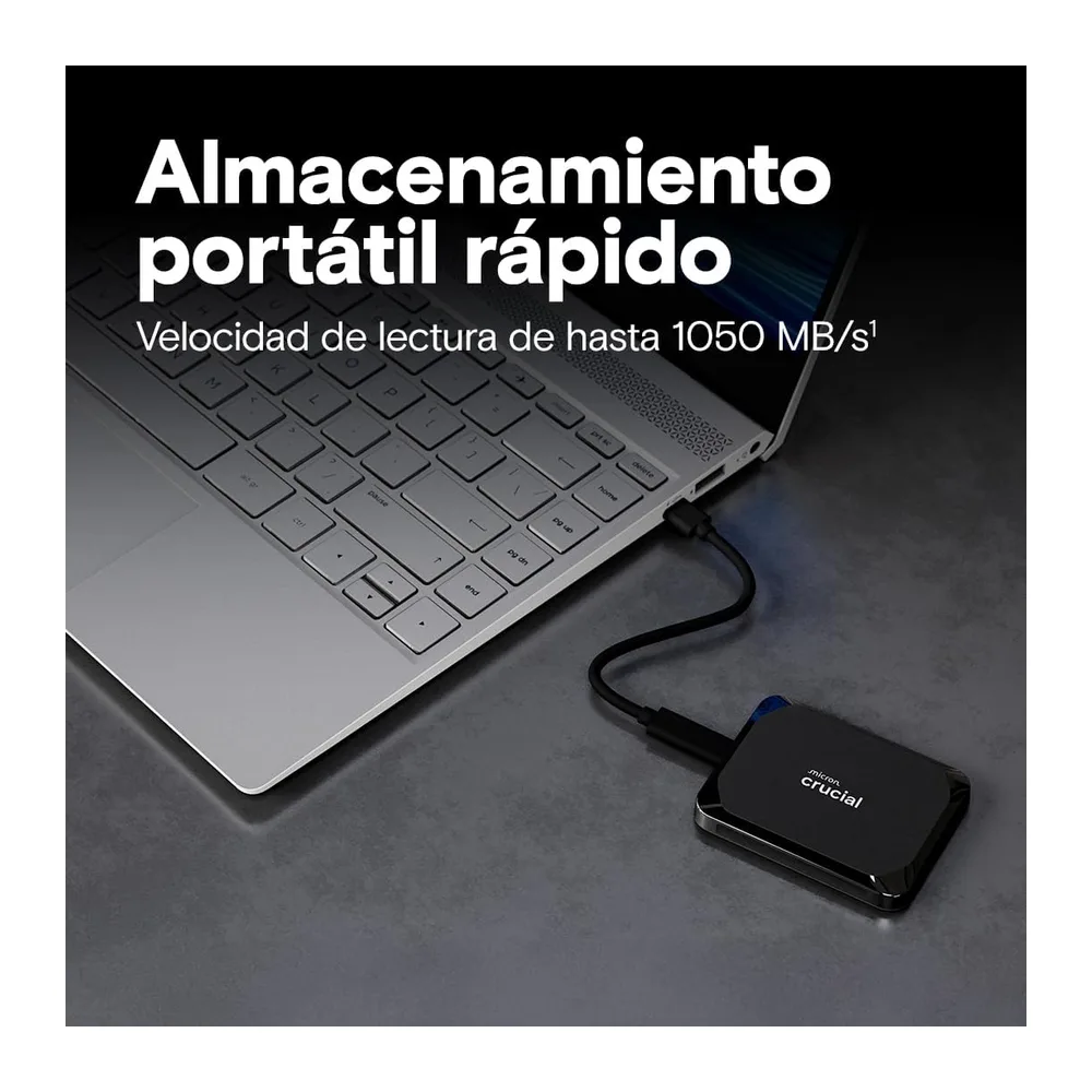 Crucial X9 SSD 1TB Portátil, hasta 1050MB/s, Compatible con PC, Mac, PlayStation y Xbox, Disco Duro Sólido — 2