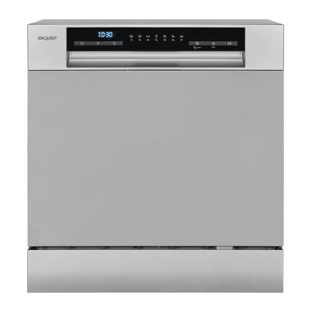 Exquisit® Lavavajillas Compacto 55cm, 8 Servicios, Plateado, Clase D, Apertura Automática, Secado Extra, 7 — 2