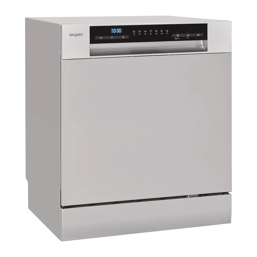 Exquisit® Lavavajillas Compacto 55cm, 8 Servicios, Plateado, Clase D, Apertura Automática, Secado Extra, 7 — 5