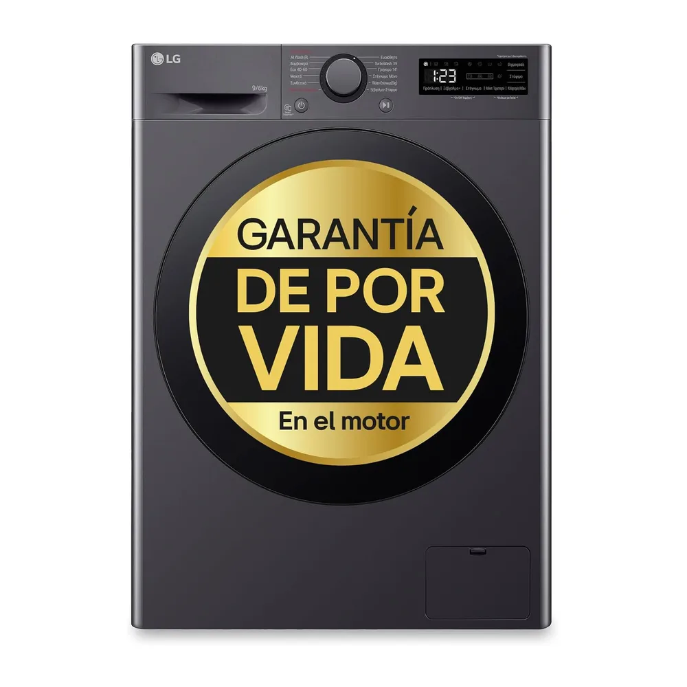 LG F4DR6009AGM - Lavadora Secadora Inteligente, 9/6kg, AI Direct Drive, 1400rpm, Carga Frontal, TurboWash