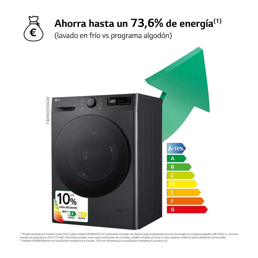LG F4DR6009AGM - Lavadora Secadora Inteligente, 9/6kg, AI Direct Drive, 1400rpm, Carga Frontal, TurboWash — 5