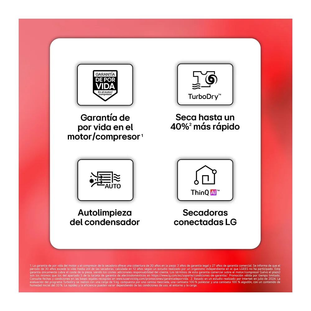 LG RH10V9AV2WR - Secadora 10kg, Bomba de Calor Dual Inverter Compressor, Eficiencia Clase C, Serie 900, — 3