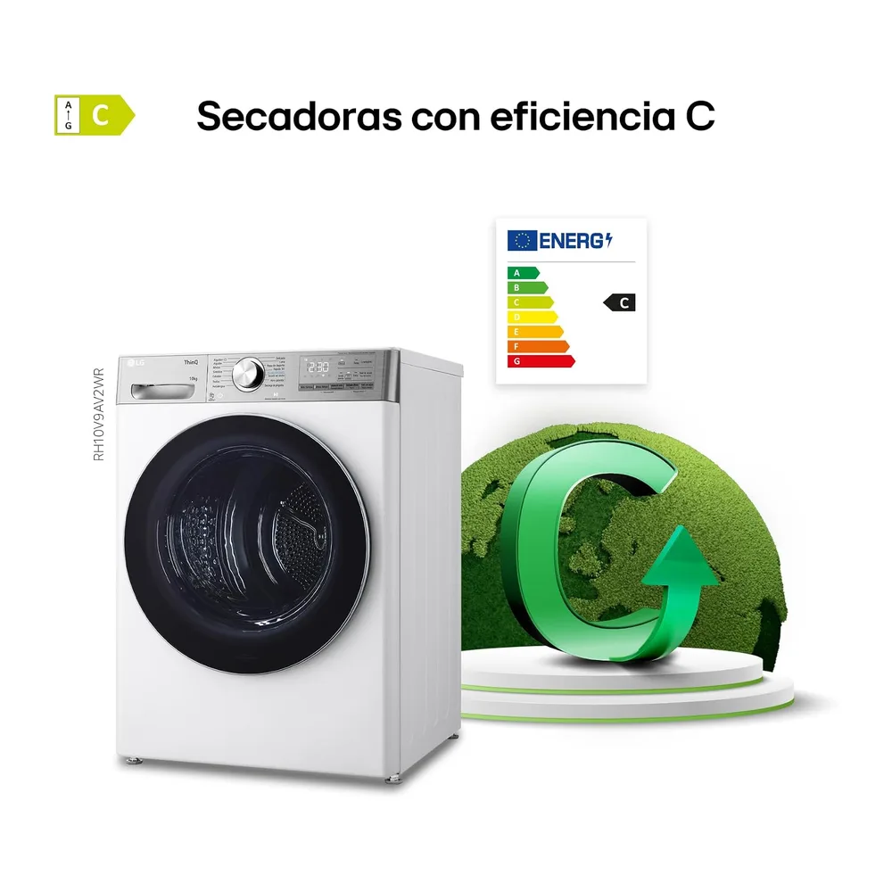 LG RH10V9AV2WR - Secadora 10kg, Bomba de Calor Dual Inverter Compressor, Eficiencia Clase C, Serie 900, — 5