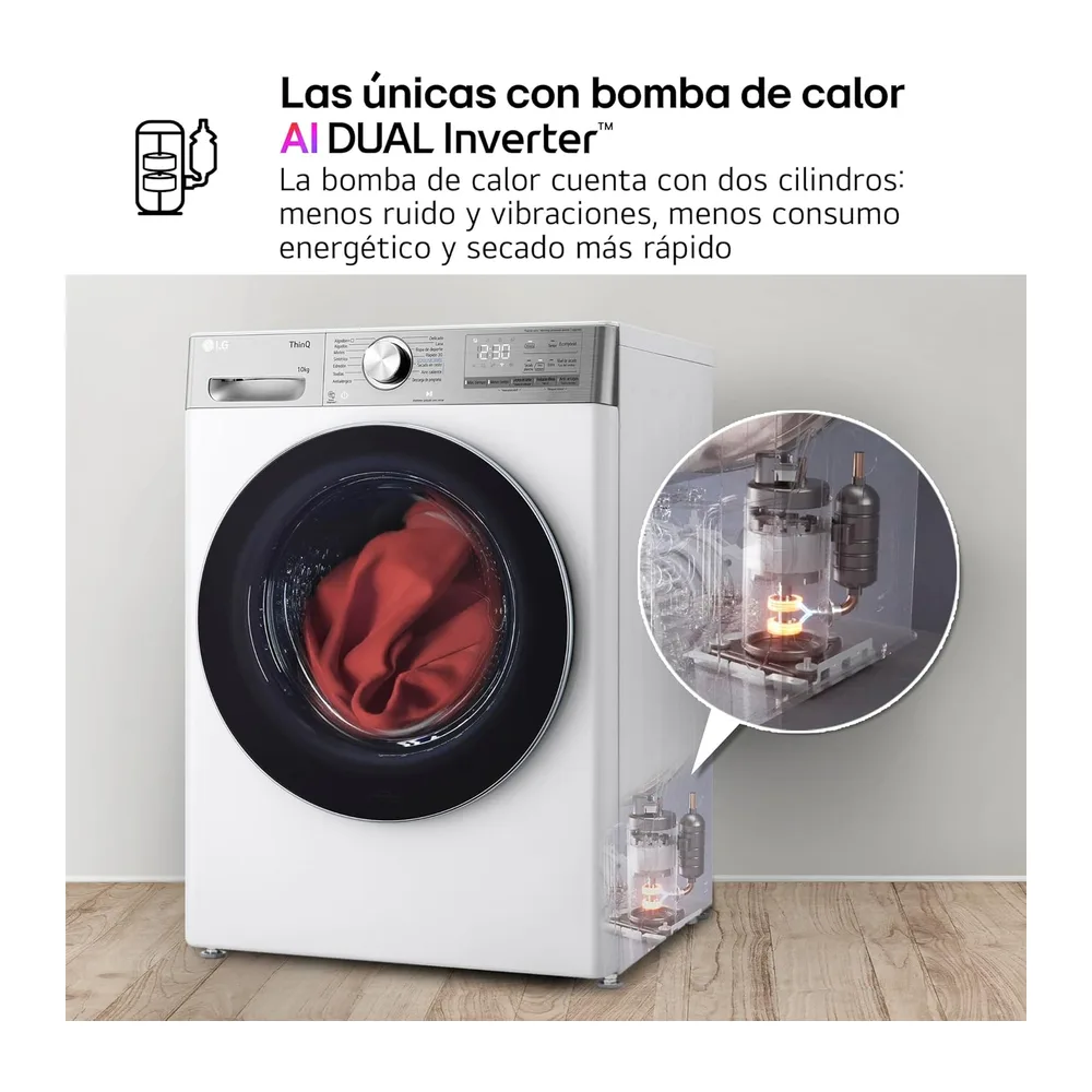 LG RH10V9AV2WR - Secadora 10kg, Bomba de Calor Dual Inverter Compressor, Eficiencia Clase C, Serie 900, — 6