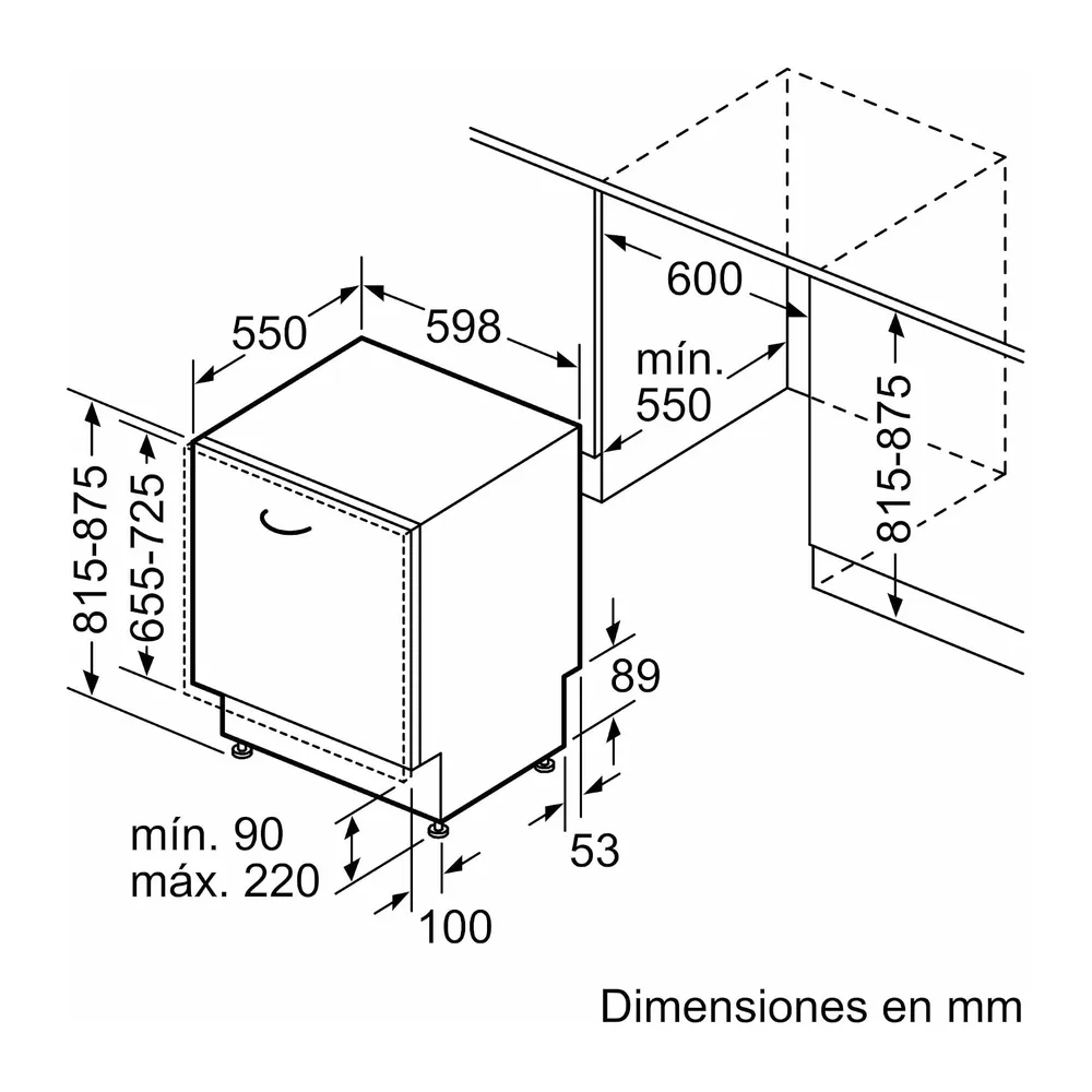 Balay, Lavavajillas Integrable, 12 Servicios, Silencioso, 3VF5012NP [Clase de eficiencia energética E] — 2