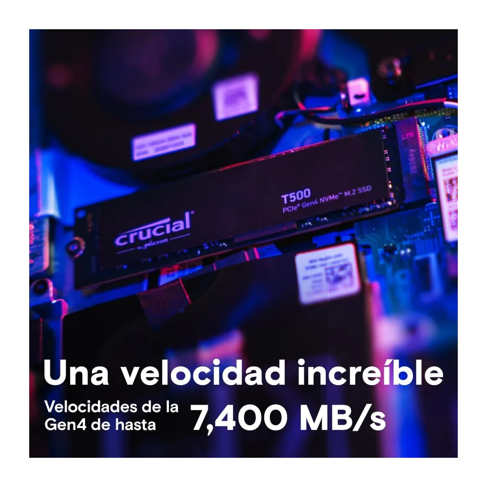 Crucial T500 SSD 1TB PCIe Gen4 NVMe M.2, hasta 7300 MB/s, TLC NAND, Compatible con Ordenador Portátil y de — 2