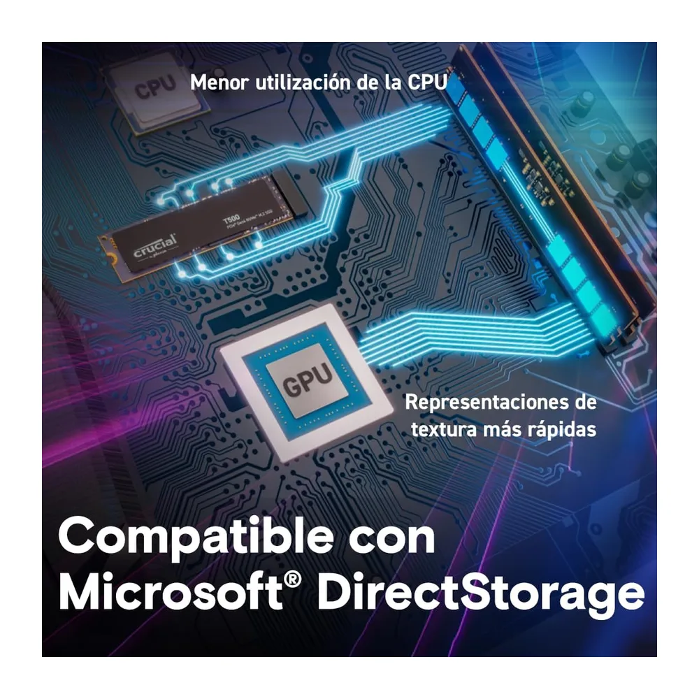 Crucial T500 SSD 1TB PCIe Gen4 NVMe M.2, hasta 7300 MB/s, TLC NAND, Compatible con Ordenador Portátil y de — 5
