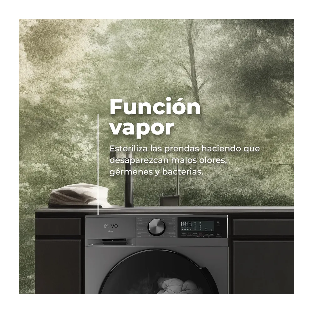 EVVO Lavadora secadora 10 kg + 7 kg, Vapor, Motor Inverter, Lavado y Secado en 1 Hora, Tambor ePROTECT, Smart — 5