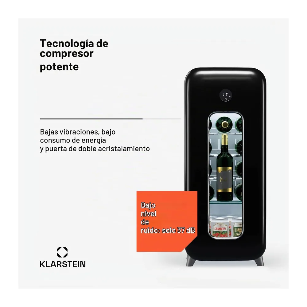 Klarstein Vinoteca para Vinos, Nevera Vino Una Zona, Botellas Vino, Proseco y Cervezas, Vinoteca Pequeña — 2