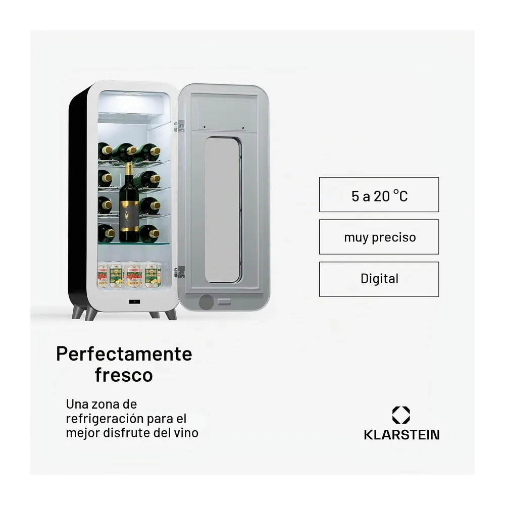 Klarstein Vinoteca para Vinos, Nevera Vino Una Zona, Botellas Vino, Proseco y Cervezas, Vinoteca Pequeña — 3