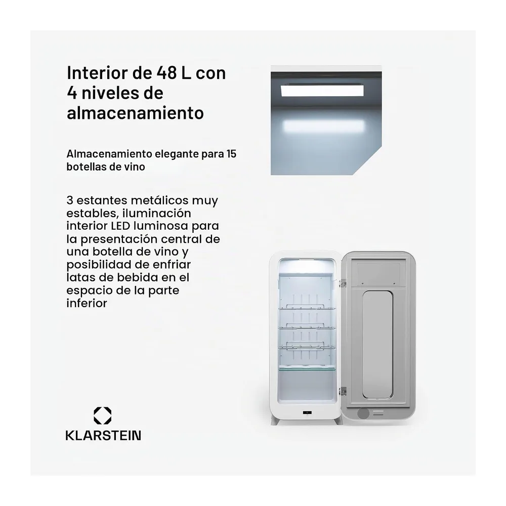 Klarstein Vinoteca para Vinos, Nevera Vino Una Zona, Botellas Vino, Proseco y Cervezas, Vinoteca Pequeña — 4