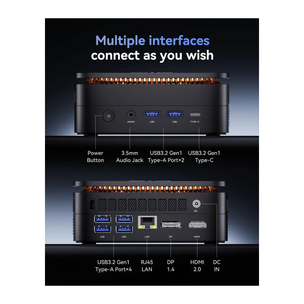 NiPoGi P1 Mini PC ΑΜD Ryzen 7330U(4.3 GHz,4C/8T) Triple Pantalla 4K — 5