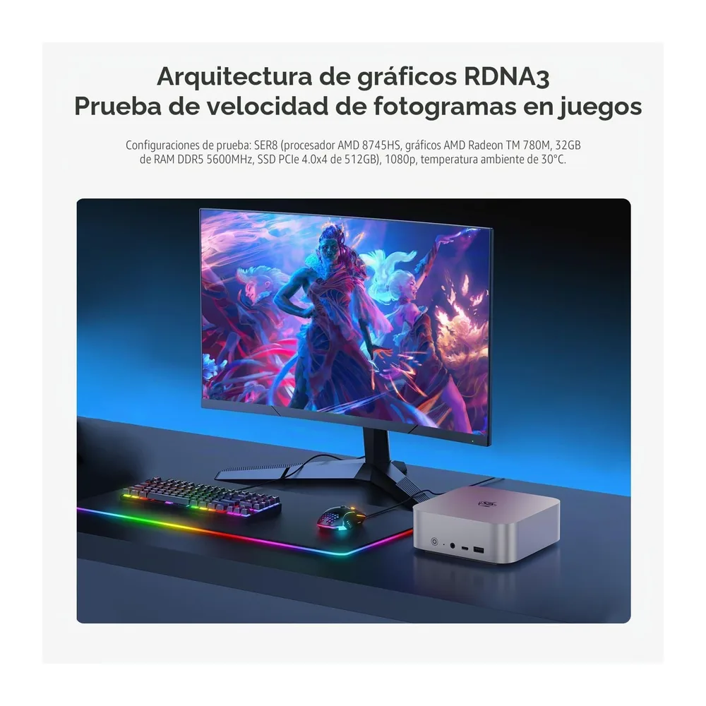 Beelink Mini PC SER8, AMD Ryzen 7 8745HS (8C/16T, hasta 4,9 GHz), 32 GB de RAM DDR5, SSD M.2 PCIe 4.0 de 512 — 5