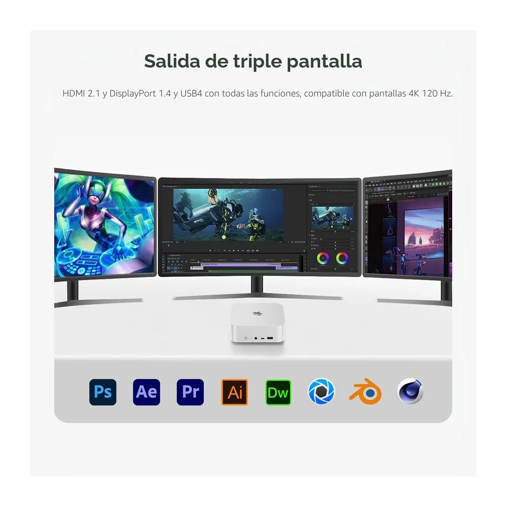 Beelink Mini PC SER8, AMD Ryzen 7 8745HS (8C/16T, hasta 4,9 GHz), 32 GB de RAM DDR5, SSD M.2 PCIe 4.0 de 512 — 6