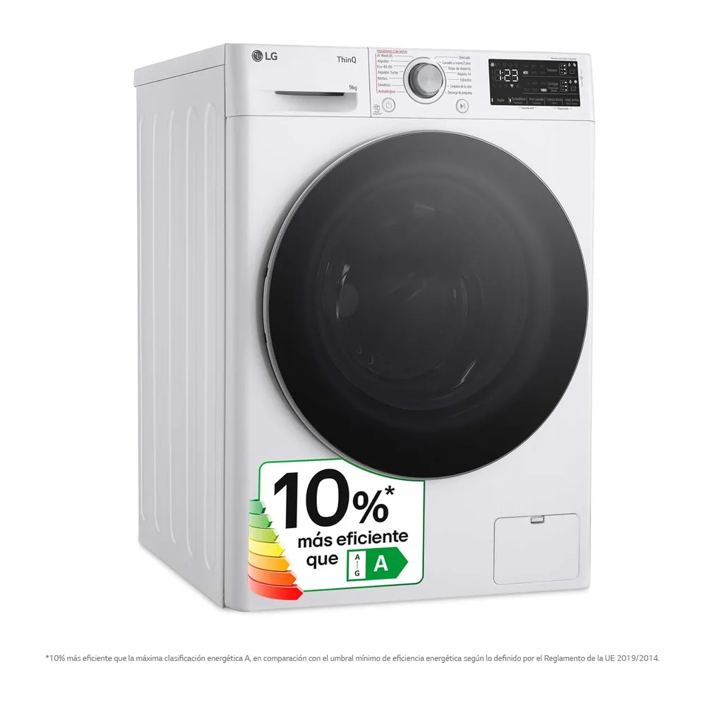 LG F4WR5509A1W - Lavadora Inteligente, 9Kg, 1400rpm, Carga Frontal, AI Direct Drive, TurboWash 360º, — 3